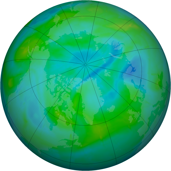 Arctic ozone map for 02 September 2009